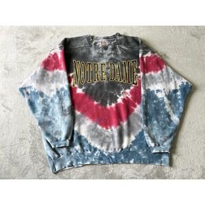 Notre Dame Tie Dye Sweatshirt XXL 2XL Baggy Oversized 90s Y2K Style Double SIded